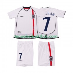 Thuisshirt Retro Engeland BECKHAM 7 Voetbalteneu Kinderen 2002 S-S