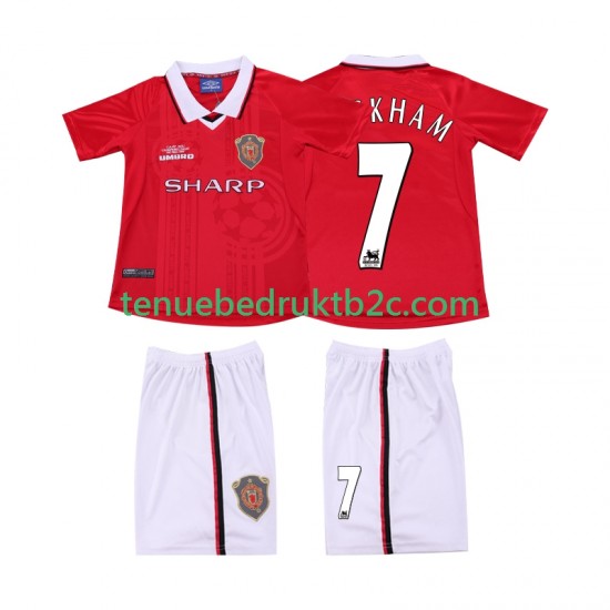 Thuisshirt Retro Manchester United BECKHAM 7 2000 Voetbalteneu Kinderen 1999 S-S