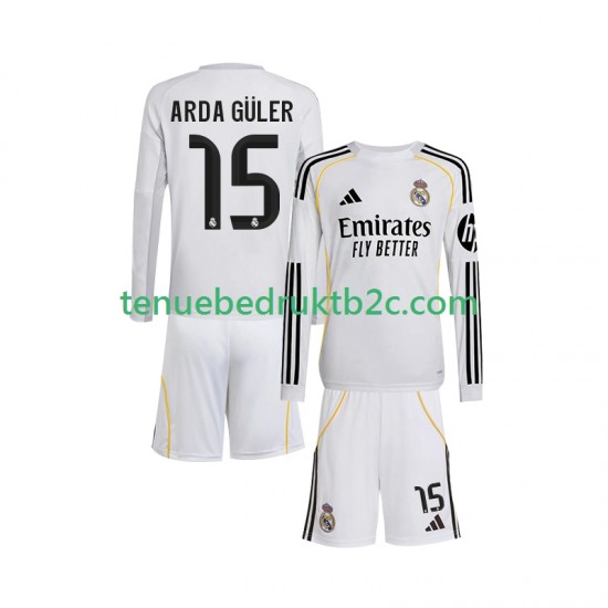 Thuisshirt Real Madrid Arda Guler 15 Voetbalteneu Kinderen 2025-26 L-S