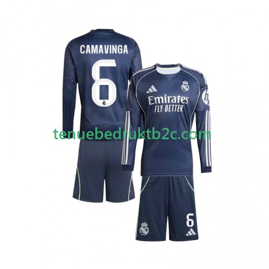 Uitshirt Real Madrid Camavinga 6 Voetbalteneu Kinderen 2025-26 L-S