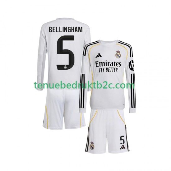 Thuisshirt Real Madrid Jude Bellingham 5 Voetbalteneu Kinderen 2025-26 L-S
