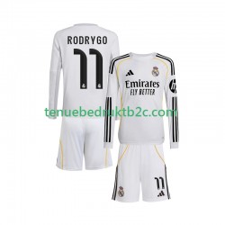 Thuisshirt Real Madrid Rodrygo 11 Voetbalteneu Kinderen 2025-26 L-S