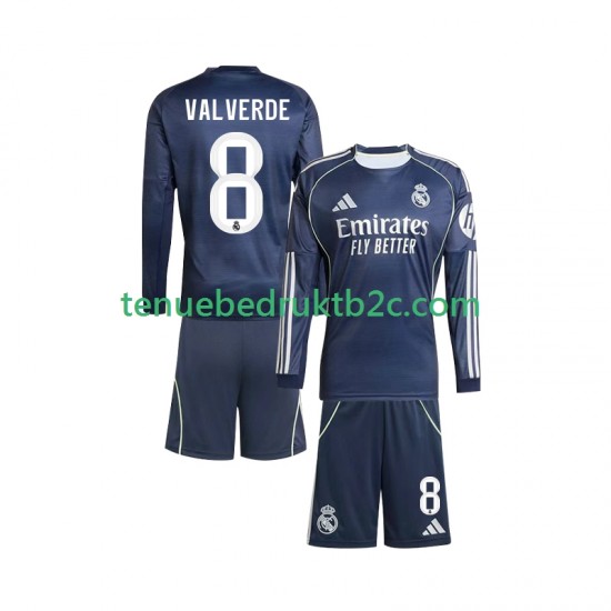Uitshirt Real Madrid Valverde 8 Voetbalteneu Kinderen 2025-26 L-S