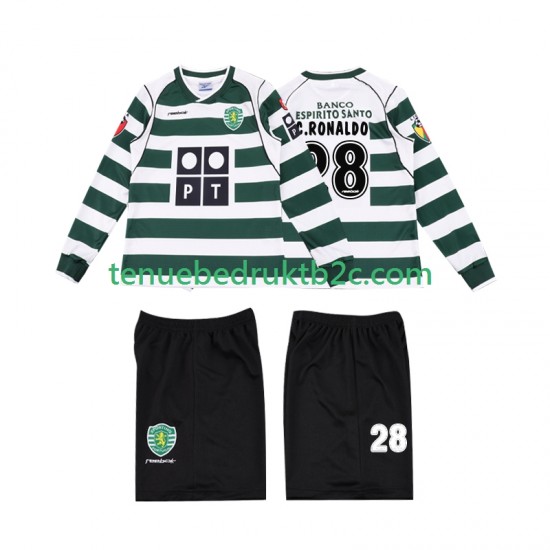 Thuisshirt Retro Sporting CP Cristiano Ronaldo 28 2001 2003 Voetbalteneu Kinderen L-S