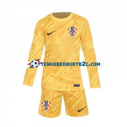 Thuisshirt Kroatië Keeper Voetbalteneu Kinderen Europacup 2024 L-S Geel