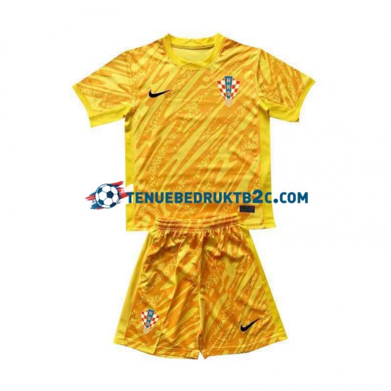 Thuisshirt Kroatië Keeper Voetbalteneu Kinderen Europacup 2024 S-S Geel