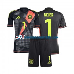 Thuisshirt Duitsland Keeper Manuel Neuer 1 Voetbalteneu Kinderen Europacup 2024 S-S Zwart
