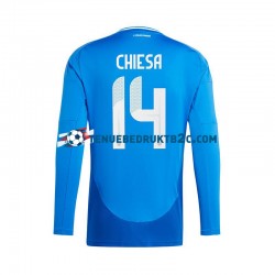 Thuisshirt Italië Chiesa 14 Mannen Europacup 2024 L-S Blauw