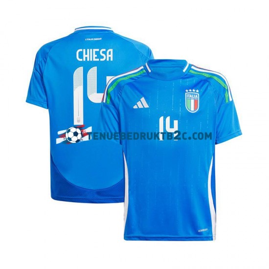 Thuisshirt Italië Chiesa 14 Mannen Europacup 2024 S-S Blauw