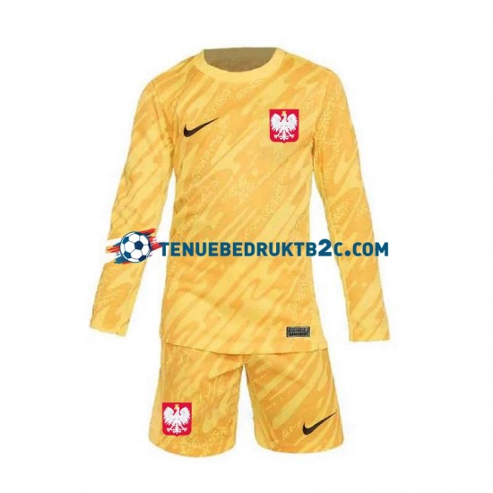 Thuisshirt Polen Keeper Voetbalteneu Kinderen Europacup 2024 L-S Geel