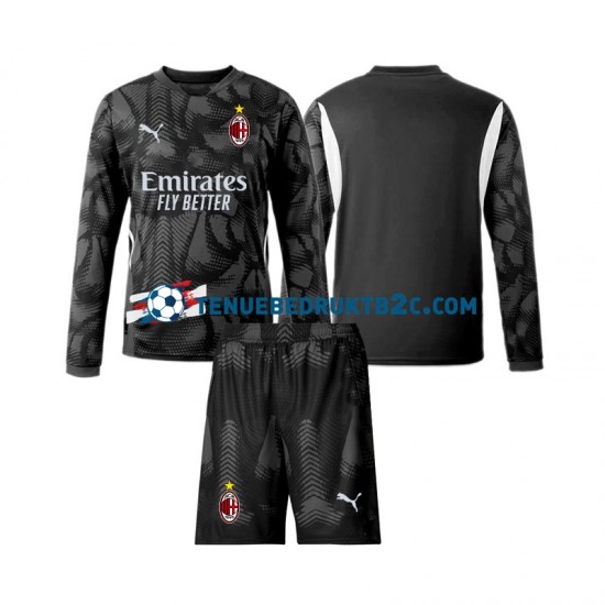 Thuisshirt AC Milan Keeper Voetbalteneu Kinderen 2024-25 L-S Zwart