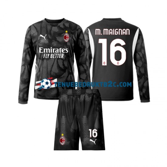 Thuisshirt AC Milan Keeper Mike Maignan 16 Voetbalteneu Kinderen 2024-25 L-S Zwart