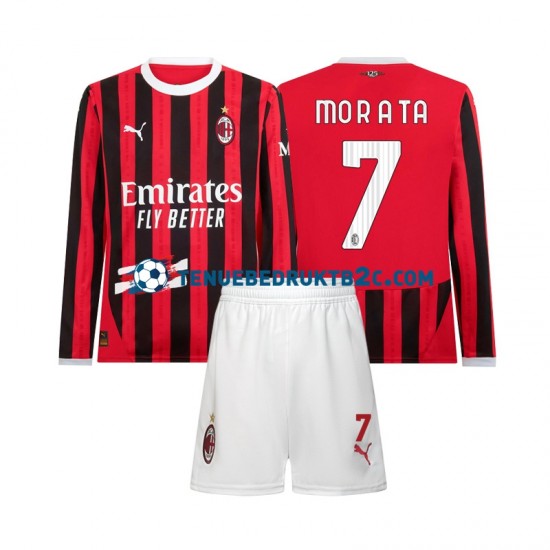 Thuisshirt AC Milan Morata 7 Voetbalteneu Kinderen 2024-25 L-S