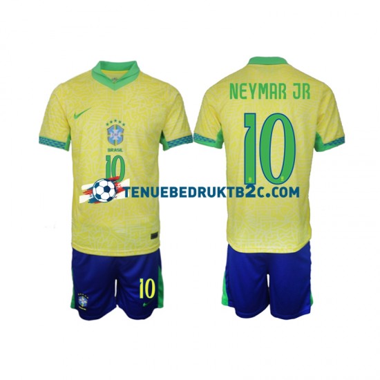 Thuisshirt Brazilië Neymar JR 10 Voetbalteneu Kinderen 2024 S-S