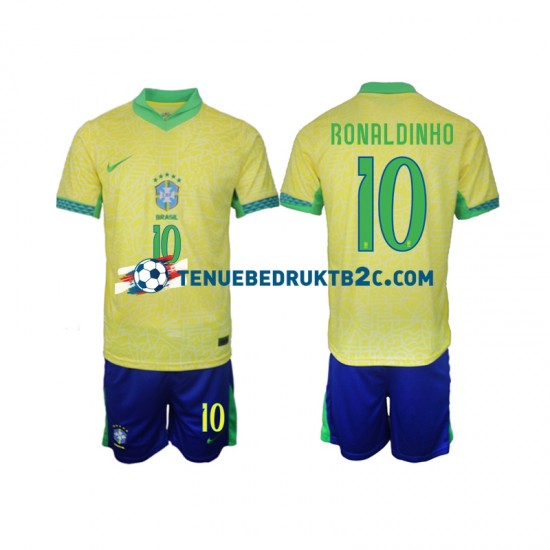 Thuisshirt Brazilië Ronaldinho 10 Voetbalteneu Kinderen 2024 S-S