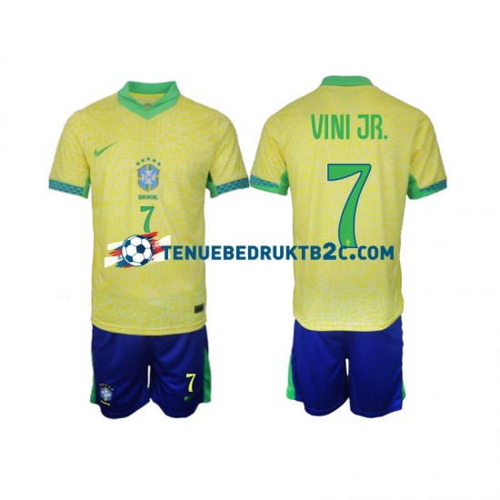 Thuisshirt Brazilië VINI JR 7 Voetbalteneu Kinderen 2024 S-S