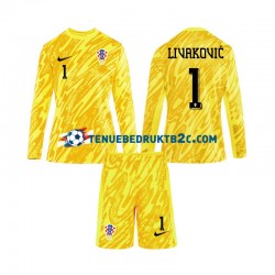 Thuisshirt Kroatië Keeper DOMINIK LIVAKOVIC 1 Voetbalteneu Kinderen Europacup 2024 L-S