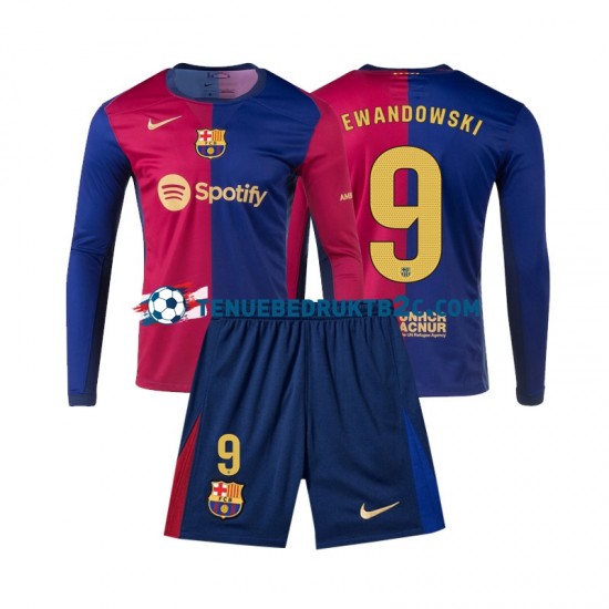 Thuisshirt FC Barcelona Lewandowski 9 Voetbalteneu Kinderen 2024-25 L-S