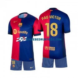 Thuisshirt FC Barcelona Pau Victor 18 Voetbalteneu Kinderen 2024-25 S-S