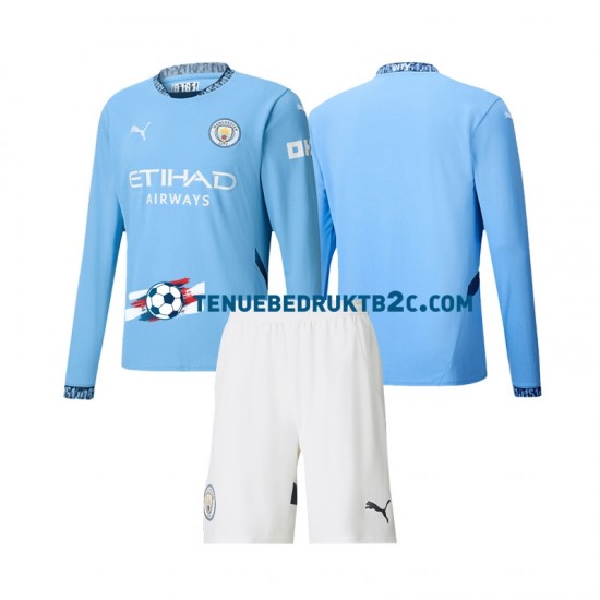 Thuisshirt Manchester City Voetbalteneu Kinderen 2024-25 L-S