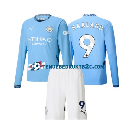 Thuisshirt Manchester City Erling Haaland 9 Voetbalteneu Kinderen 2024-25 L-S