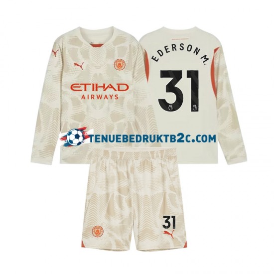 3de shirt Manchester City Keeper Ederson Moraes 31 Voetbalteneu Kinderen 2024-25 L-S