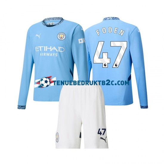 Thuisshirt Manchester City Phil Foden 47 Voetbalteneu Kinderen 2024-25 L-S