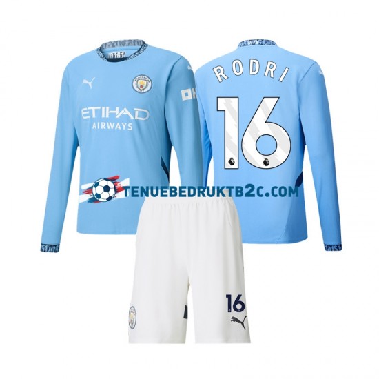 Thuisshirt Manchester City Rodri 16 Voetbalteneu Kinderen 2024-25 L-S