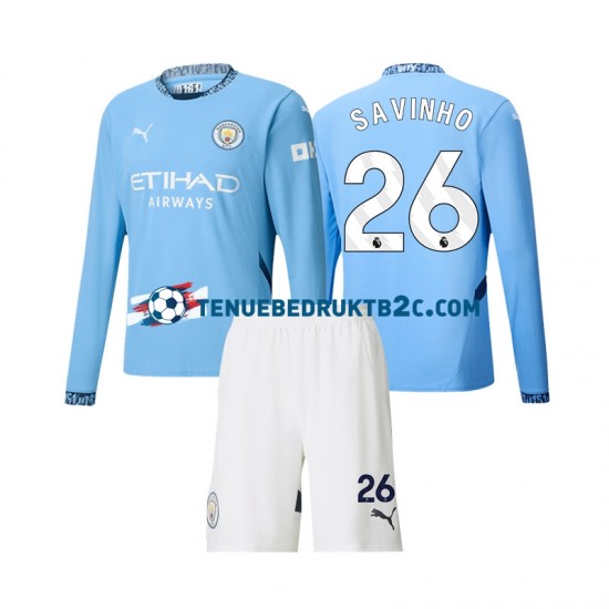 Thuisshirt Manchester City Savinho 26 Voetbalteneu Kinderen 2024-25 L-S