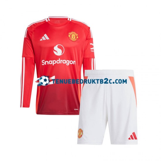 Thuisshirt Manchester United Voetbalteneu Kinderen 2024-25 L-S