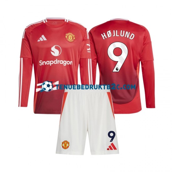 Thuisshirt Manchester United Rasmus Hojlund 9 Voetbalteneu Kinderen 2024-25 L-S