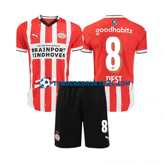 Thuisshirt PSV Eindhoven Sergino Dest 8 Voetbalteneu Kinderen 2024-25 S-S