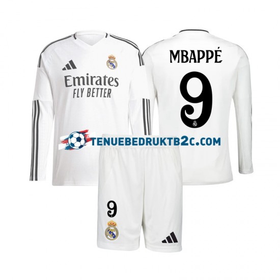 Thuisshirt Real Madrid Kylian Mbappe 9 Voetbalteneu Kinderen 2024-25 L-S