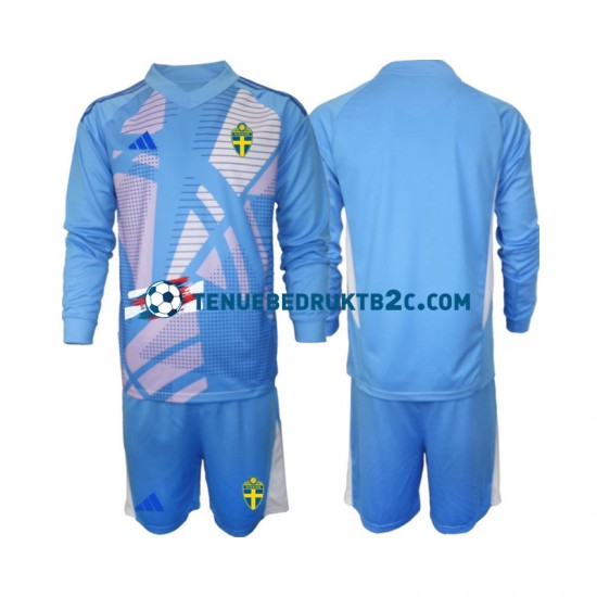 Uitshirt Zweden Keeper Voetbalteneu Kinderen 2024 L-S Blauw